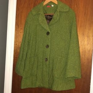 *SOLD* lux green herringbone Vintage long flare jacket